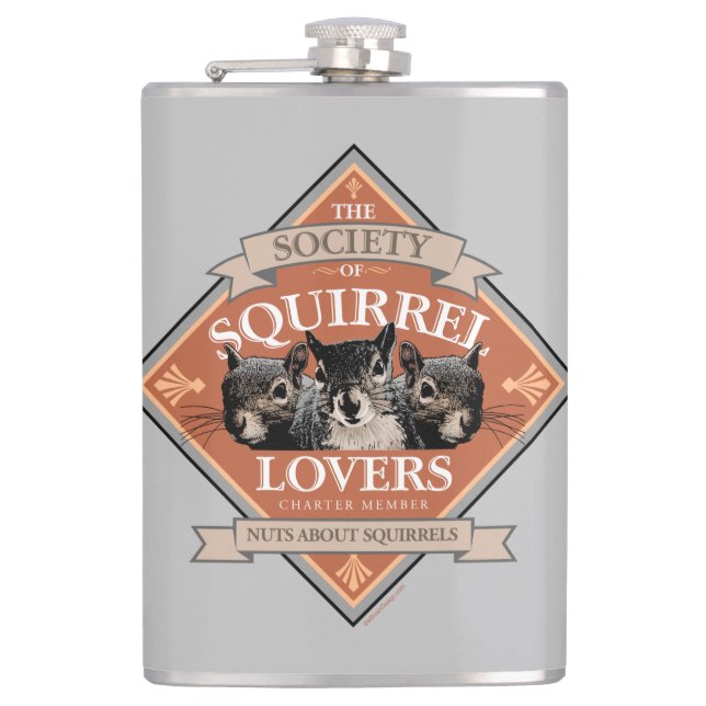 Society of Squirrel Lovers - funny squirrel Hip Flask (Front)