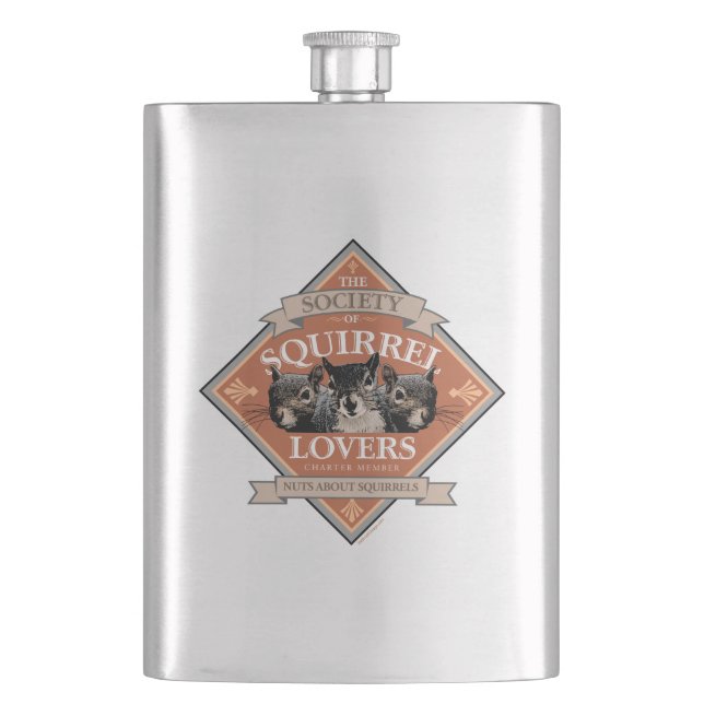 Society of Squirrel Lovers - funny squirrel Hip Flask (Front)