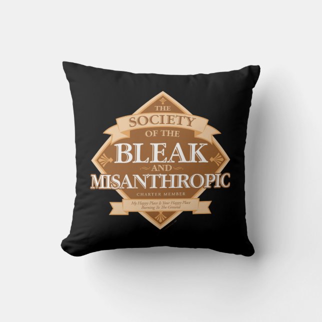 Society of The Bleak & Misanthropic Throw Pillow (Front)