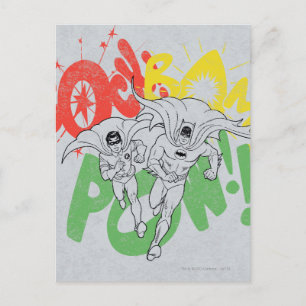 SOCK BAM POW Batman and Robin Postcard