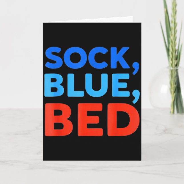 Sock Blue Bed Funny Meme  Card (Front)