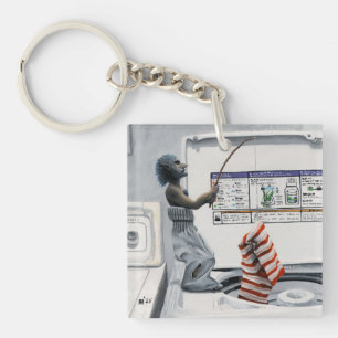 Sock Criminal Fishing Crime Fantasy Art Keychain
