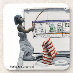 Sock Criminal Fishing Thief Art Plastic Coasters