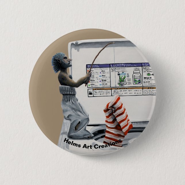 Sock Criminal Fishing Thief Fantasy Button (Front)