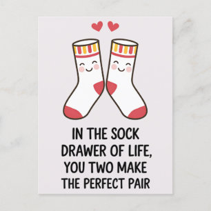 Sock Drawer You Two Make The Perfect Pair Wedding Postcard