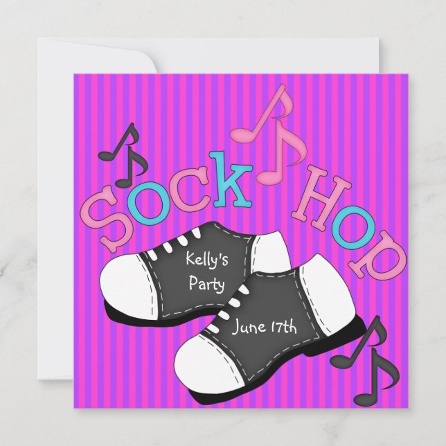Sock Hop 50's Party Invitations (Front)