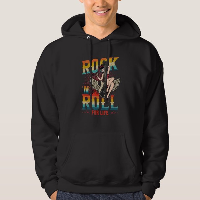 Sock Hop Costume Rock 'n' Roll For Life Greaser Ba Hoodie (Front)