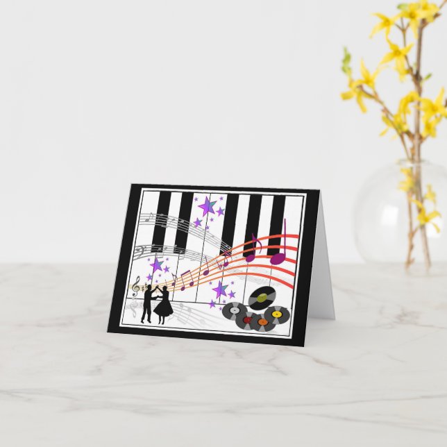 Sock Hop Nostalgia Folded Greeting Card (Yellow Flower)