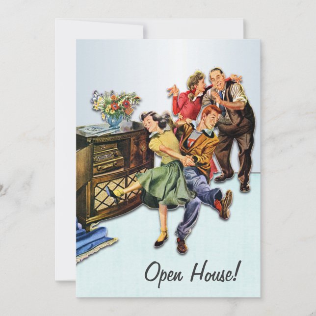 Sock Hop Open House Party Custom Retro Invitation (Front)