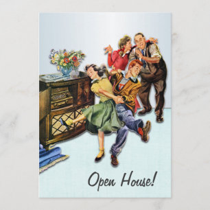 Sock Hop Open House Party Custom Retro Invitation