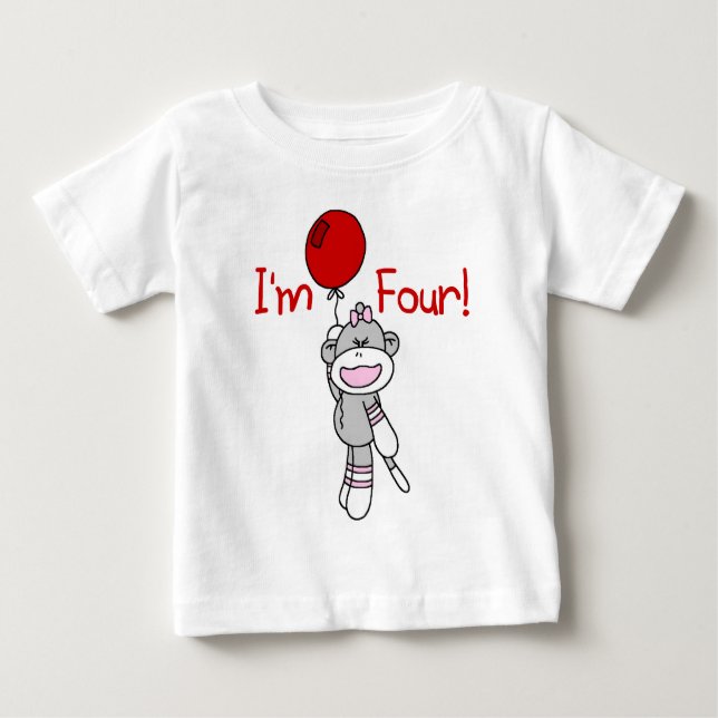 Sock Monkey 4th Birthday Tshirts and Gifts (Front)