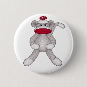 Sock Monkey 6 Cm Round Badge