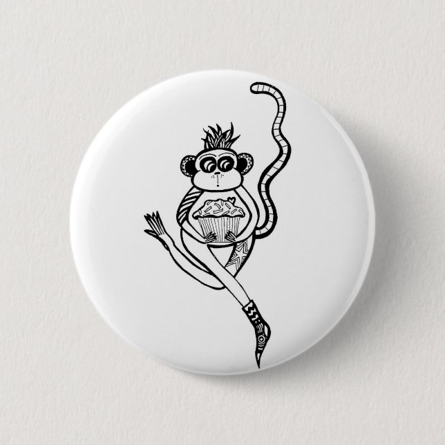 sock monkey 6 cm round badge (Front)