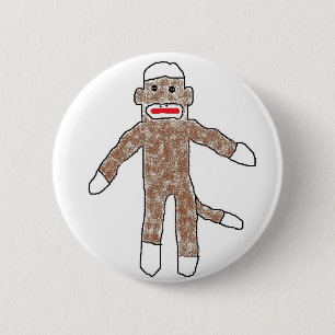 Sock monkey! 6 cm round badge