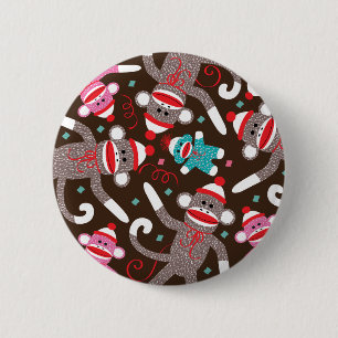 Sock Monkey 6 Cm Round Badge