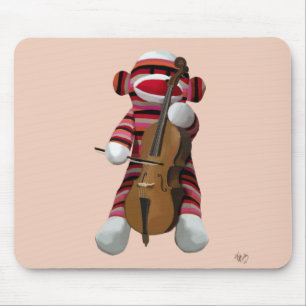 Sock Monkey and Cello 2 Mouse Pad