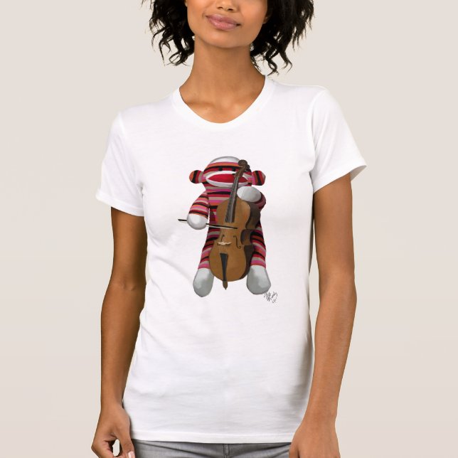 Sock Monkey and Cello T-Shirt (Front)
