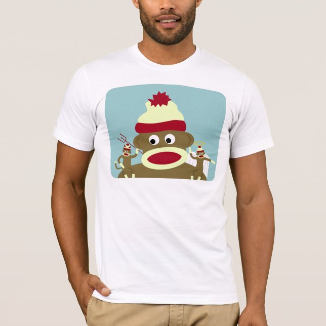 Sock Monkey Angel & Devil T-Shirt (Front)