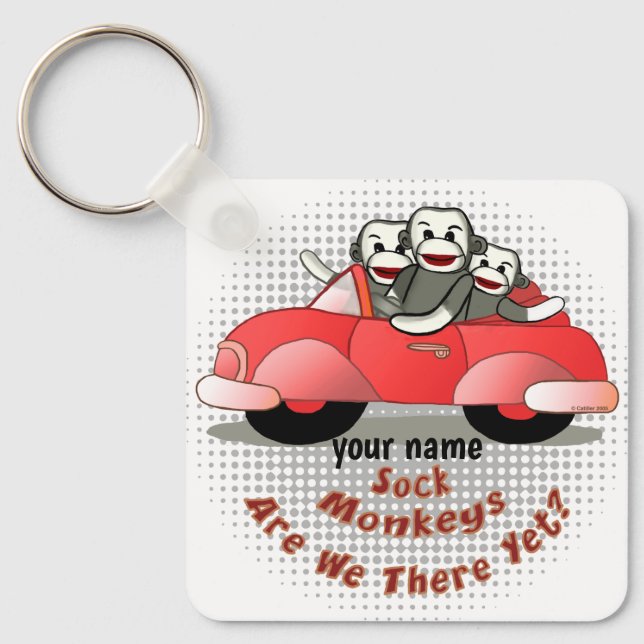 Sock Monkey Are We There Yet  Key Ring (Front)
