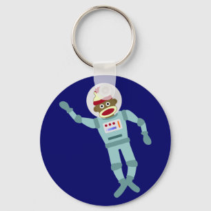 Sock Monkey Astronaut Key Ring