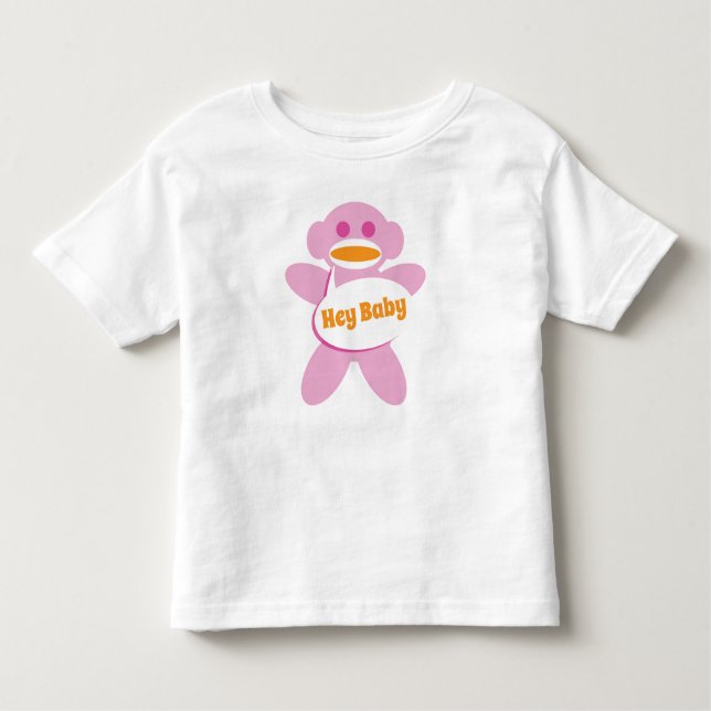 Sock Monkey Baby Shirt Pink Personalise (Front)