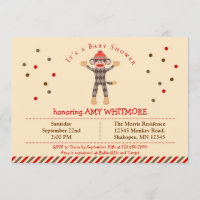 Sock Monkey Baby Shower Invitation