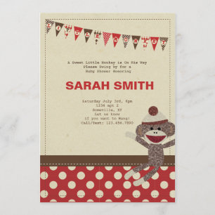 Sock Monkey Baby Shower Invite