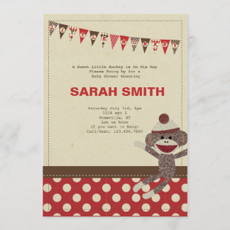 Sock Monkey Baby Shower Invite