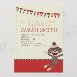 Sock Monkey Baby Shower Invite