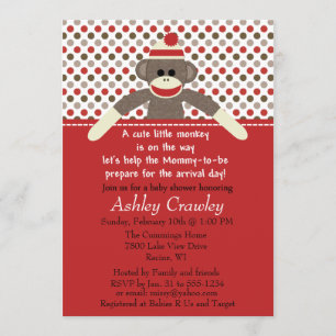 Sock Monkey Baby Shower invite - customise