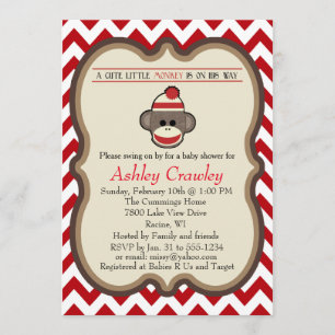Sock Monkey Baby Shower invite - customise