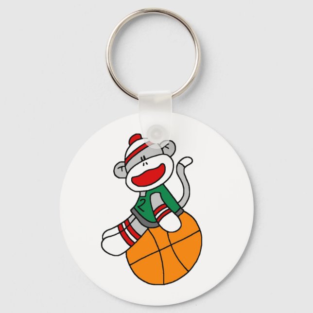 Sock Monkey Basketball Key Ring (Front)