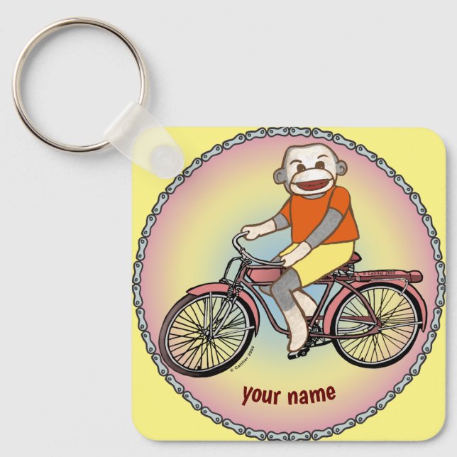 Sock Monkey  Bicycle keychain  (Front)