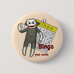 Sock Monkey Bingo  6 Cm Round Badge