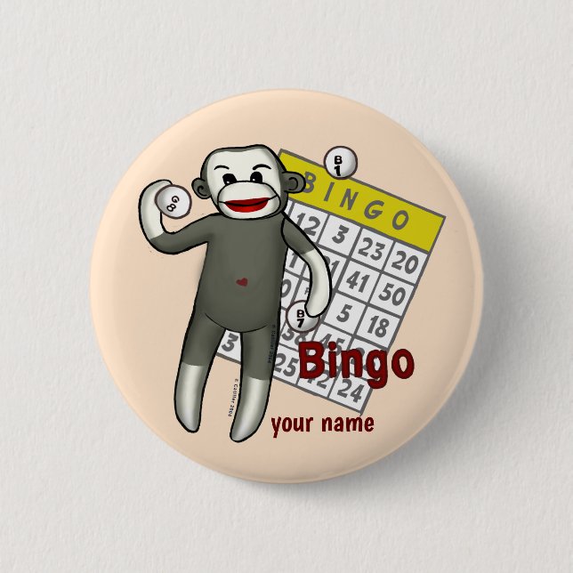 Sock Monkey Bingo  6 Cm Round Badge (Front)