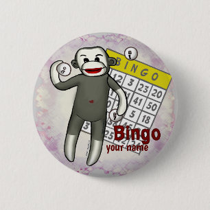 Sock Monkey Bingo  6 Cm Round Badge
