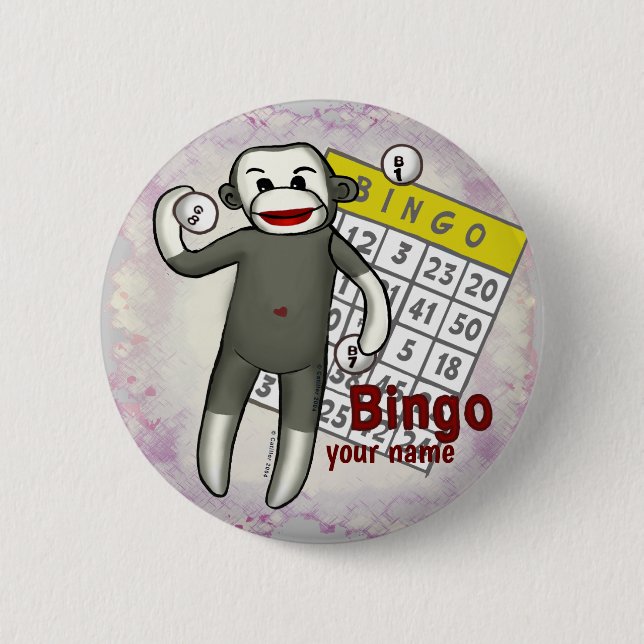 Sock Monkey Bingo  6 Cm Round Badge (Front)