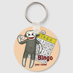 Sock Monkey Bingo  Key Ring