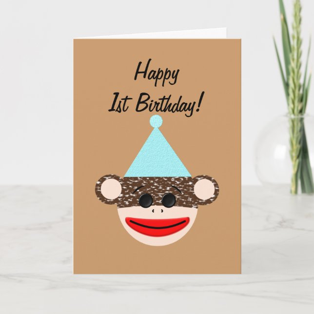 Sock Monkey Birthday Card (Front)