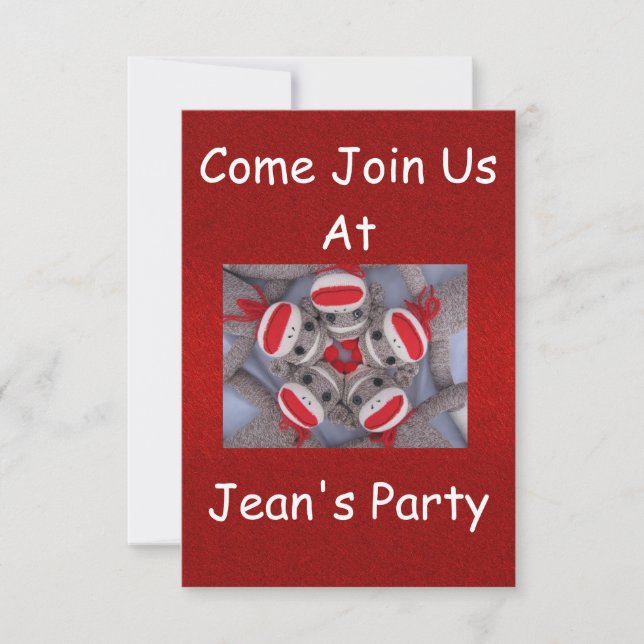 Sock Monkey Birthday Invitation (Front)