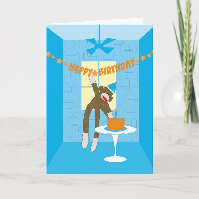 Sock Monkey Birthday Party Invitation (Front)