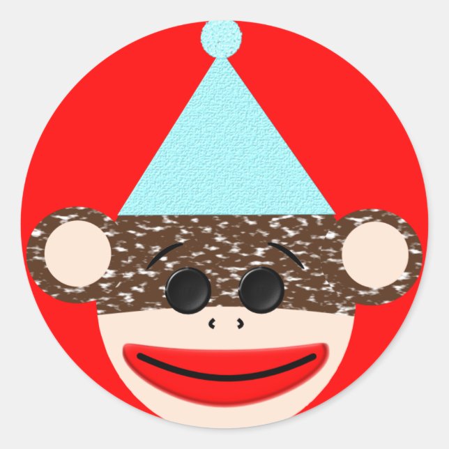 Sock Monkey Birthday Sticker (Front)