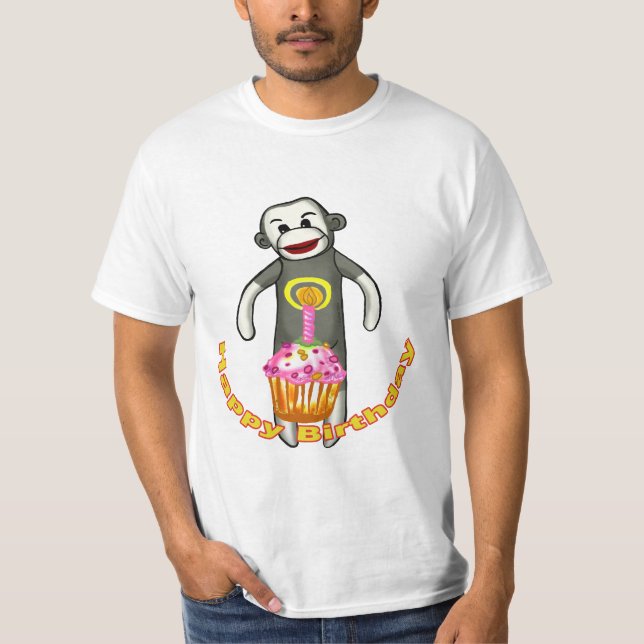 Sock Monkey Birthday  t-shirt (Front)