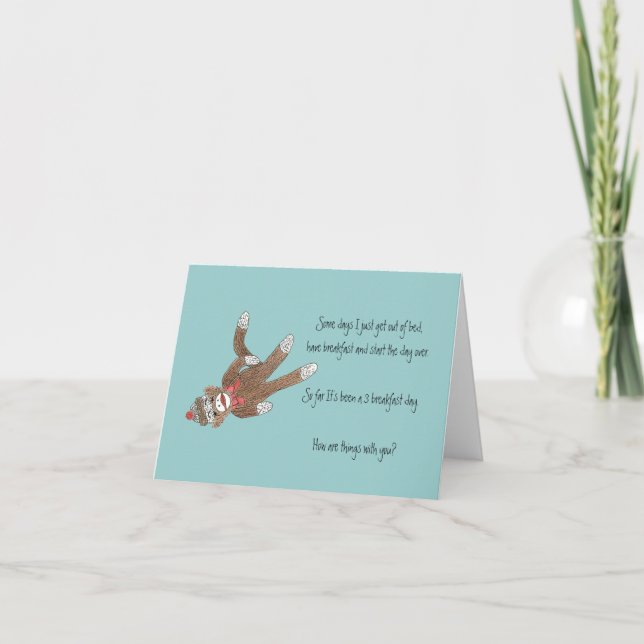 Sock Monkey Blank Inside Note Card (Front)