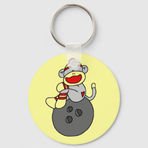 Sock Monkey Bowling T-shirts and Gifts Key Ring