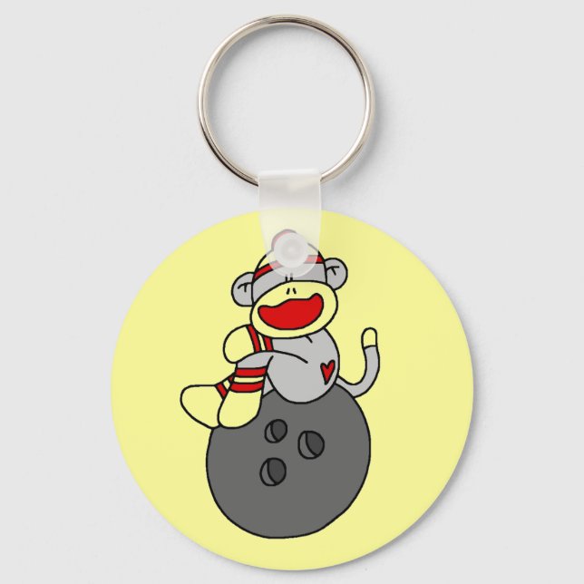 Sock Monkey Bowling T-shirts and Gifts Key Ring (Front)