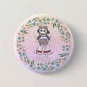 Sock Monkey Bride  6 Cm Round Badge