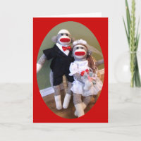 Sock Monkey Bride & Groom Card