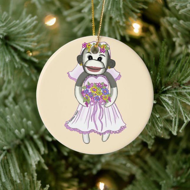 Sock Monkey Bride wedding ornament (Tree)