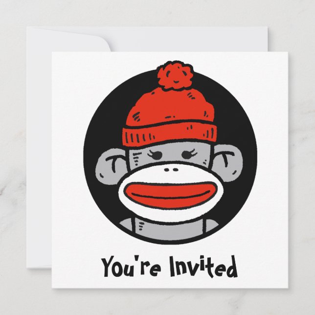 Sock Monkey Card / Invitation (Front)